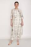 Buy_Arcvsh By Pallavi Singh_Ivory Chanderi Round Neck Geometric And Floral Bloom Print Kurta With Pant _Online_at_Aza_Fashions