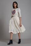 Buy_Mati_Off White Linen Flared Skirt_at_Aza_Fashions