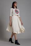 Mati_Off White Linen Flared Skirt_Online_at_Aza_Fashions