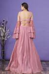 Shop_Supria Munjal_Pink Cold Shoulder Ruffle Choli Lehenga Set_at_Aza_Fashions