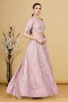 Masumi Mewawalla_Purple Embroidered Floral Buttas Round Lehenga And Blouse _Online_at_Aza_Fashions