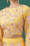 Masumi Mewawalla_Yellow Embroidered Floral Motifs Round Blouse And Lehenga Set _at_Aza_Fashions