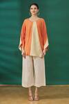 Ezra_Orange Colorblock Top_Online_at_Aza_Fashions