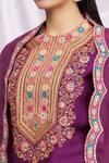 Petticoat Lane By Divya_Purple Cape Organza, Sharara Brocade Floral Motifs, Mirror Work Cape Set With _at_Aza_Fashions