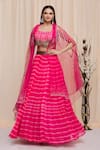 Buy_Yoshita Couture_Pink Lehenga And Blouse Georgette Tie & Dye Square Neck Manya Set With Cape _at_Aza_Fashions