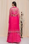 Shop_Yoshita Couture_Pink Lehenga And Blouse Georgette Tie & Dye Square Neck Manya Set With Cape _at_Aza_Fashions