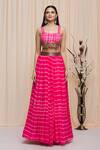 Yoshita Couture_Pink Lehenga And Blouse Georgette Tie & Dye Square Neck Manya Set With Cape _Online_at_Aza_Fashions