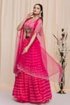 Buy_Yoshita Couture_Pink Lehenga And Blouse Georgette Tie & Dye Square Neck Manya Set With Cape _Online_at_Aza_Fashions