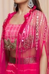 Shop_Yoshita Couture_Pink Lehenga And Blouse Georgette Tie & Dye Square Neck Manya Set With Cape _Online_at_Aza_Fashions