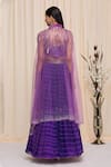 Shop_Yoshita Couture_Purple Lehenga And Blouse Georgette Tie & Dye Square Neck Tanya Set With Cape_at_Aza_Fashions