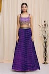 Yoshita Couture_Purple Lehenga And Blouse Georgette Tie & Dye Square Neck Tanya Set With Cape_Online_at_Aza_Fashions
