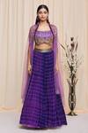 Buy_Yoshita Couture_Purple Lehenga And Blouse Georgette Tie & Dye Square Neck Tanya Set With Cape_Online_at_Aza_Fashions