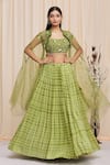 Buy_Yoshita Couture_Green Lehenga And Blouse Georgette Tie & Dye Square Bellarosa Set With Cape _at_Aza_Fashions