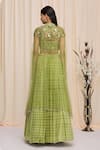 Shop_Yoshita Couture_Green Lehenga And Blouse Georgette Tie & Dye Square Bellarosa Set With Cape _at_Aza_Fashions