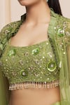 Shop_Yoshita Couture_Green Lehenga And Blouse Georgette Tie & Dye Square Bellarosa Set With Cape _Online_at_Aza_Fashions