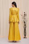 Shop_Yoshita Couture_Yellow Georgette Embroidered Mirror Round Nina Peplum And Sharara Set _at_Aza_Fashions