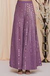 Yoshita Couture_Purple Georgette Embroidered Mirror Sweetheart Neck Myra Peplum Sharara Set _at_Aza_Fashions