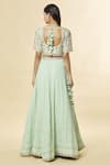 Shop_Romaa_Green Embroidered Chikankari V Neck Bridal Lehenga Set  _at_Aza_Fashions