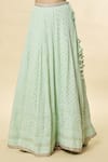 Romaa_Green Embroidered Chikankari V Neck Bridal Lehenga Set  _at_Aza_Fashions