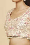 Shop_Romaa_Cream Embroidered Chikankari V Neck Bridal Lehenga Set _Online_at_Aza_Fashions