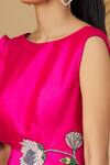 Rajat K Tangri_Pink Tafetta Cutdana And Sequin, Beads Round Flared Midi Dress _at_Aza_Fashions