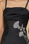 Rajat K Tangri_Black Tafetta Cutdana And Sequin, Beads Square Neck Strappy Midi Dress _at_Aza_Fashions