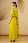 Shop_Rajat K Tangri_Yellow Georgette Embellishment Cutdana Round Cape Style Jumpsuit _at_Aza_Fashions