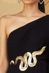Rajat K Tangri_Black Georgette Sequin And Cutdana One Shoulder Jumpsuit _at_Aza_Fashions