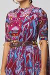 Buy_DiyaRajvvir_Purple Georgette, Modal, Linen Cut Work, Mirrors Printed Skirt Saree With Blouse _Online_at_Aza_Fashions
