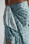 Buy_Reistor_Blue Bemberg Satin Printed Leaf Sarong For Women_Online_at_Aza_Fashions