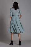 Shop_Mati_Blue Linen Flared Skirt_at_Aza_Fashions