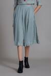 Shop_Mati_Blue Linen Flared Skirt_Online_at_Aza_Fashions