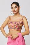 DiyaRajvvir_Pink Georgette, Modal Embroidery, Cut Work, Gharara Saree Set With Printed Cape _at_Aza_Fashions