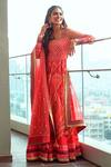 Buy_RI.Ritu Kumar_Red Tussar Georgette Printed Anarkali Set_at_Aza_Fashions
