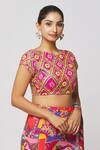 Shop_DiyaRajvvir_Pink Georgette, Modal Embroidery, Cut Work Printed Gharara Saree With Blouse _Online_at_Aza_Fashions