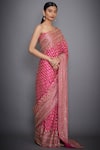 RI.Ritu Kumar_Fuchsia Satin Embroidered Saree With Unstitched Blouse _Online_at_Aza_Fashions