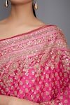 Buy_RI.Ritu Kumar_Fuchsia Satin Embroidered Saree With Unstitched Blouse _Online_at_Aza_Fashions