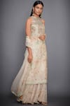 RI.Ritu Kumar_Beige Silk Halter Kurta Palazzo Set _Online_at_Aza_Fashions