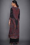 Shop_RI.Ritu Kumar_Black Silk V Neck Printed Kurta And Palazzo Set _at_Aza_Fashions