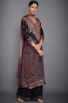 RI.Ritu Kumar_Black Silk V Neck Printed Kurta And Palazzo Set _Online_at_Aza_Fashions