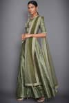 Buy_RI.Ritu Kumar_Green Polyester Dupion Round Embroidered Blouse With Palazzos And Dupatta _Online_at_Aza_Fashions