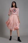 Buy_Mati_Pink Pure Linen Flared Skirt _at_Aza_Fashions
