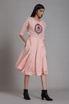 Mati_Pink Pure Linen Flared Skirt _Online_at_Aza_Fashions