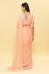 Shop_Romaa_Peach Petticoat Satin Lycra, Saree Chiffon Chikankari, Jaal With Blouse_at_Aza_Fashions