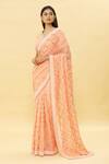 Buy_Romaa_Peach Petticoat Satin Lycra, Saree Chiffon Chikankari, Jaal With Blouse_Online_at_Aza_Fashions