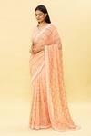 Shop_Romaa_Peach Petticoat Satin Lycra, Saree Chiffon Chikankari, Jaal With Blouse_Online_at_Aza_Fashions