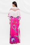 Shop_Pria Kataria Puri_Pink Crepe Floral Fring Neck Pattern Kaftan  _at_Aza_Fashions