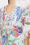 Pria Kataria Puri_White Georgette Floral V Neck Pattern Kaftan _at_Aza_Fashions