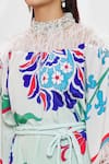 Pria Kataria Puri_White Crepe Embellished Floral High Neck Pattern Front Slit Kaftan _at_Aza_Fashions