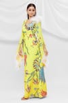 Buy_Pria Kataria Puri_Yellow Georgette Embellished Floral V Neck Pattern Maxi Dress _Online_at_Aza_Fashions